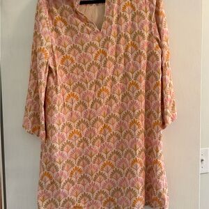 Women’s Pink & Mustard Printed V-Neck dress